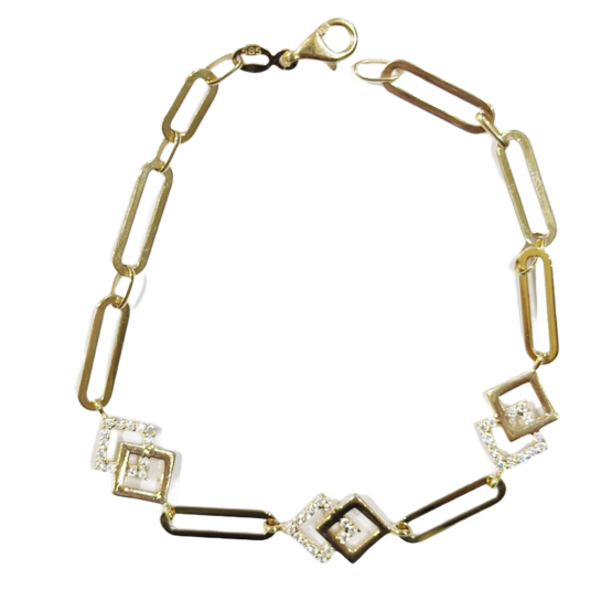 Ankerkette Armband mit Rauten 585 Gold