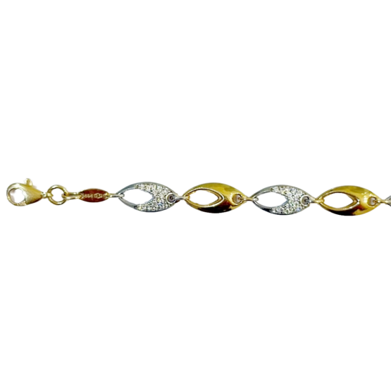 Armband Bicolor mit Steinen 585 Gold 2