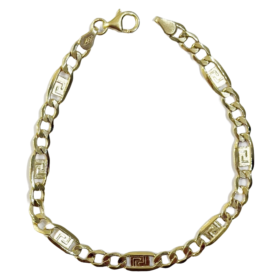 Figarokette Armband 6mm mit Muster 585 Gold 1