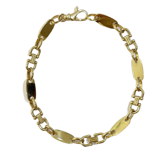 Plattenkette Armband 6,5mm 585 Gold